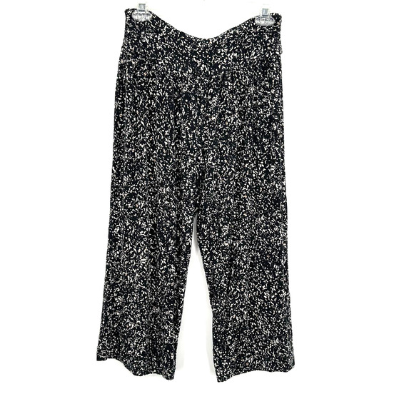 Loft size small elastic‎ waist loose soft crop capri pants lounge black white - Picture 1 of 5